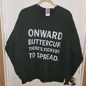 Mens Green Size Large Graphic Print Novelty Long Sleeve Sweat Shirt